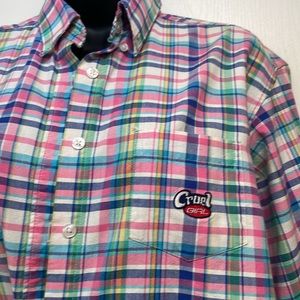 Women’s size, medium, cruel girl, cowgirl button-down, long sleeve plaid‎ shirt.